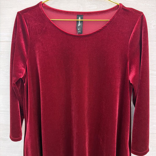 Agnes and Dora Burgundy Velvet Long Sleeve Dress Extra Large