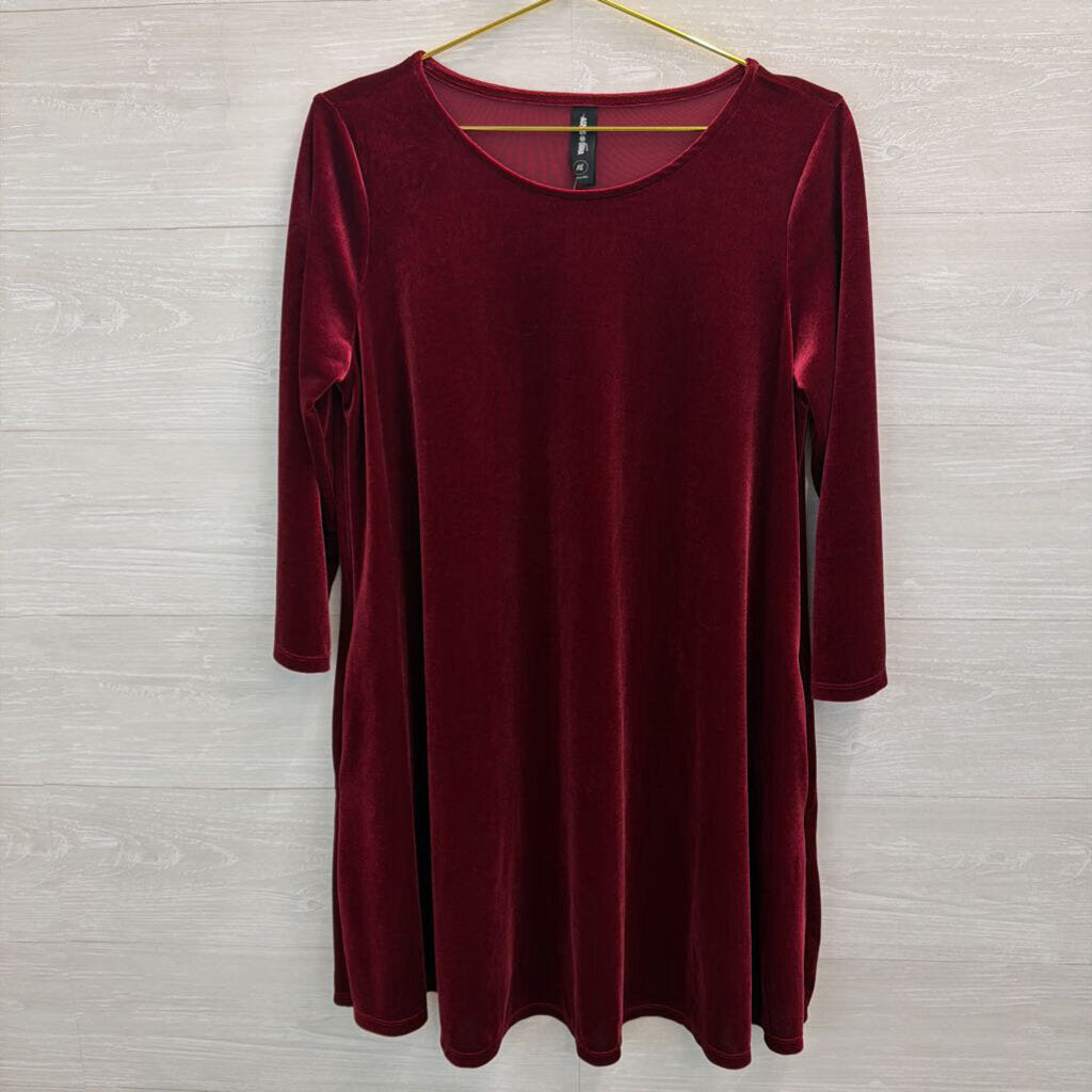 Agnes and Dora Burgundy Velvet Long Sleeve Dress Extra Large