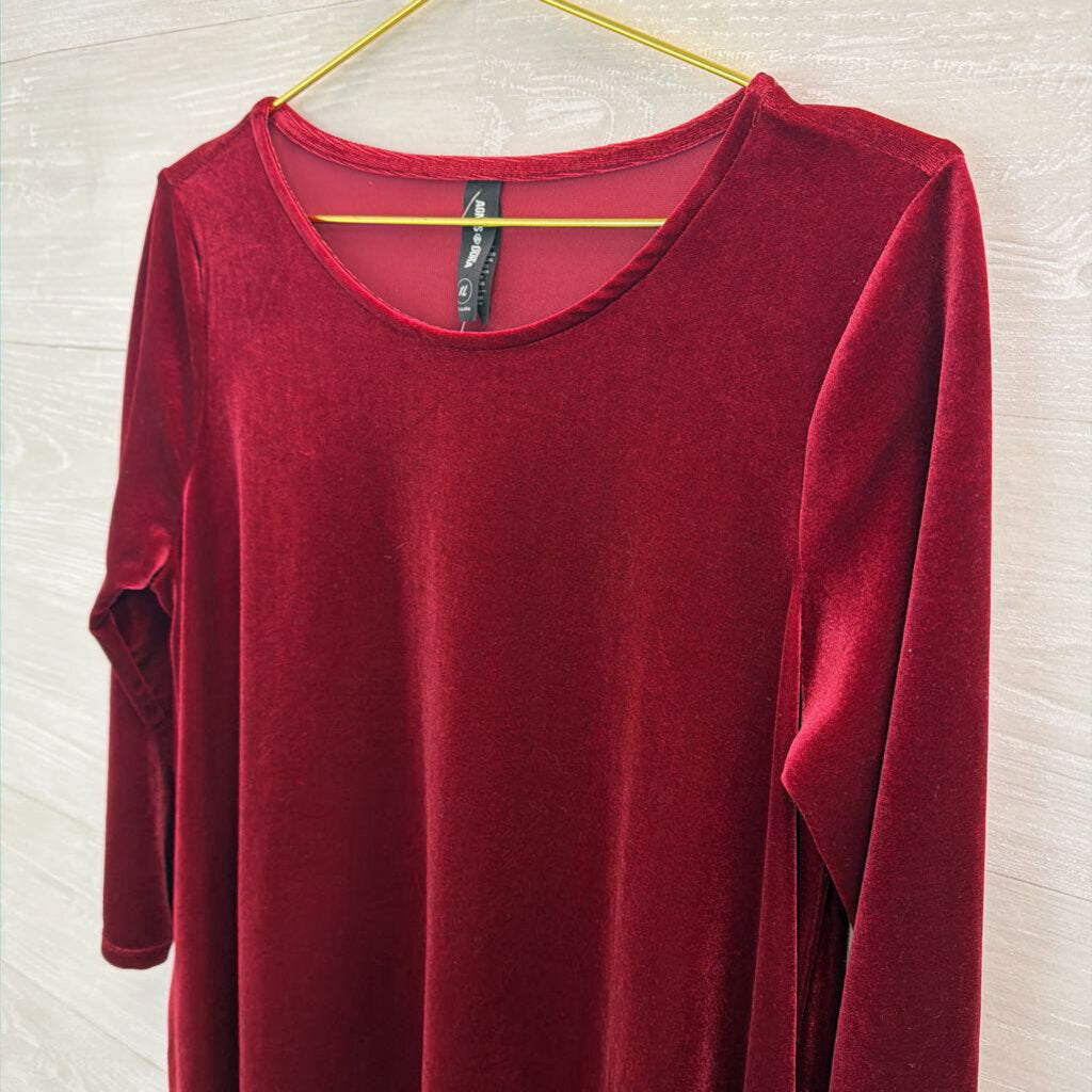 Agnes and Dora Burgundy Velvet Long Sleeve Dress Extra Large