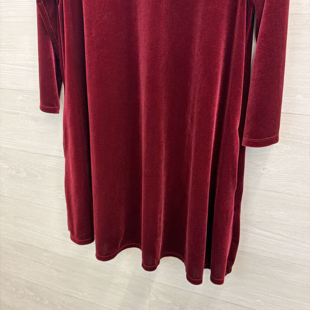 Agnes and Dora Burgundy Velvet Long Sleeve Dress Extra Large