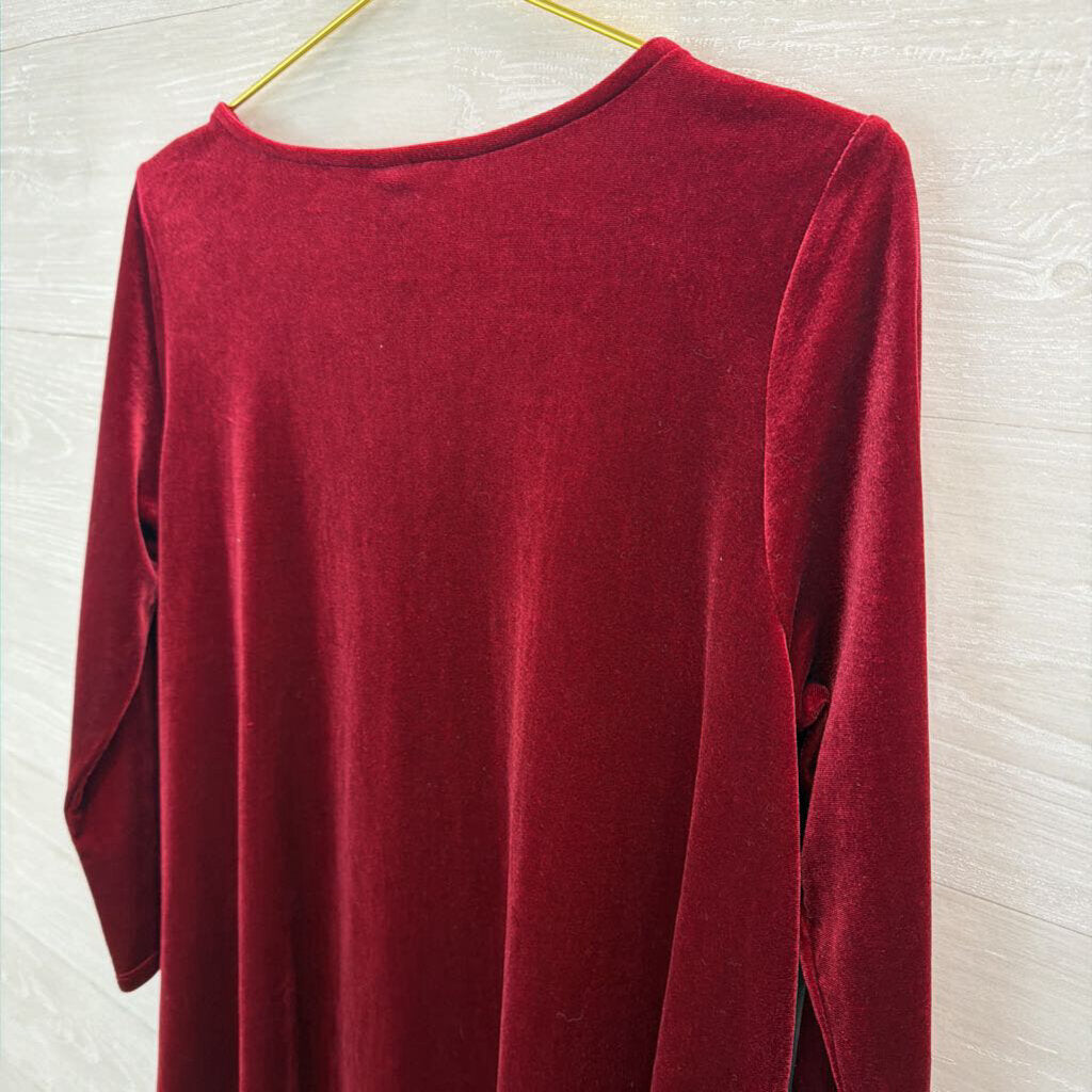 Agnes and Dora Burgundy Velvet Long Sleeve Dress Extra Large
