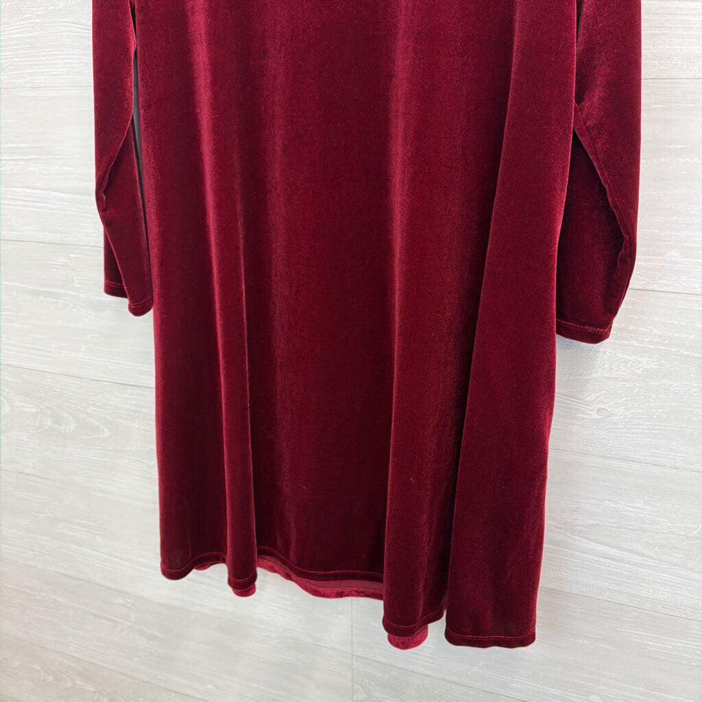 Agnes and Dora Burgundy Velvet Long Sleeve Dress Extra Large