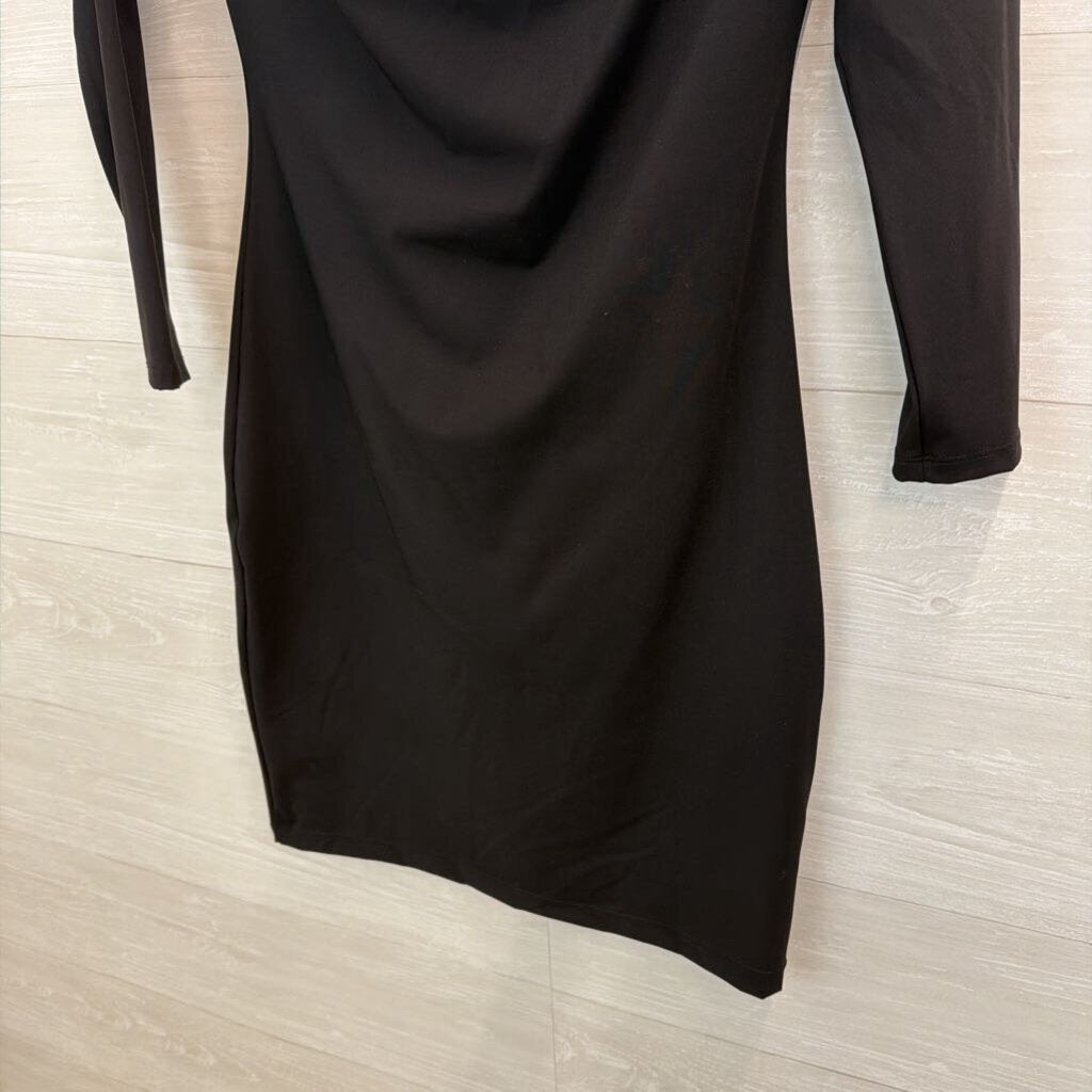 Popilush Black Long Sleeve Off Shoulder Fitted Dress Large