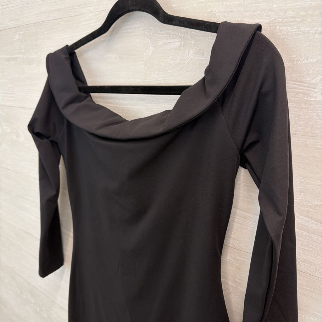 Popilush Black Long Sleeve Off Shoulder Fitted Dress Large