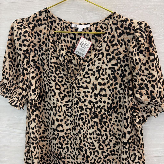 Dr2 Brown/ Black Leopard Print Top Medium