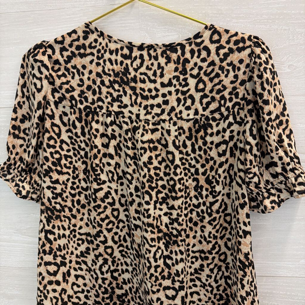 Dr2 Brown/ Black Leopard Print Top Medium