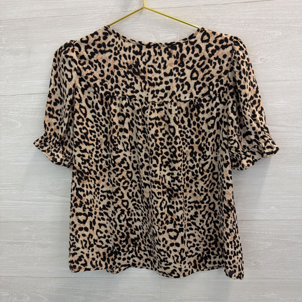 Dr2 Brown/ Black Leopard Print Top Medium