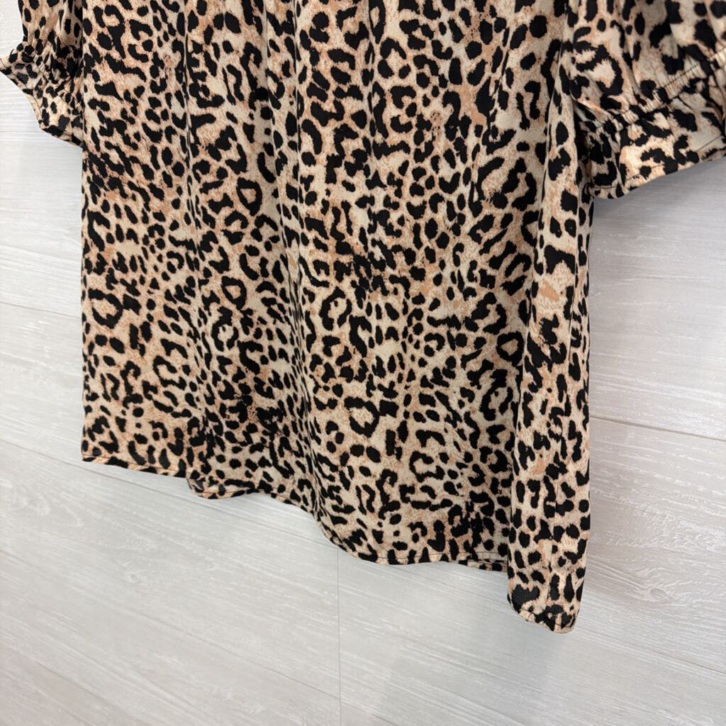Dr2 Brown/ Black Leopard Print Top Medium