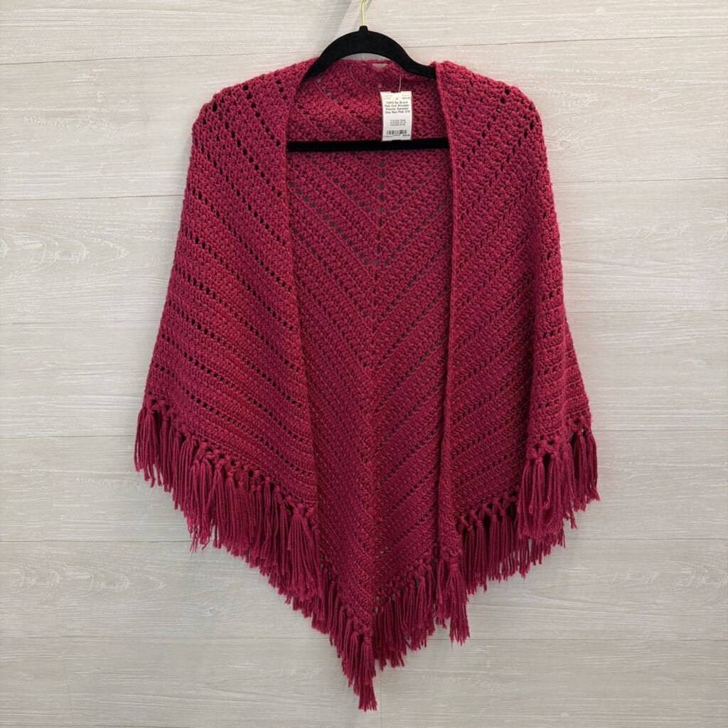Pink Knit Shoulder Poncho Sweater One Size