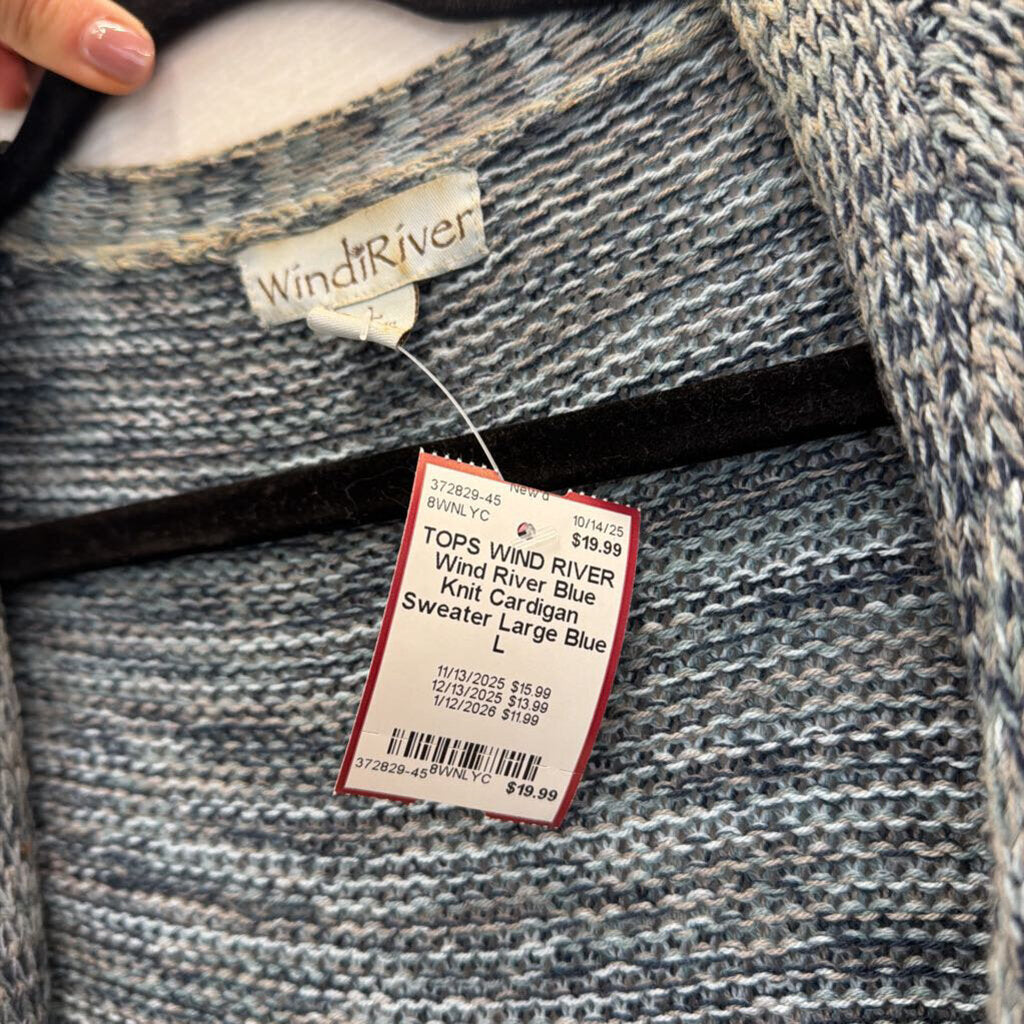 Wind River Blue Knit Cardigan Sweater Large