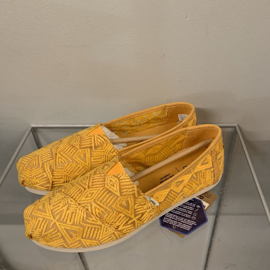 Toms Yellow Embroidered Classic Slip On Shoes 7