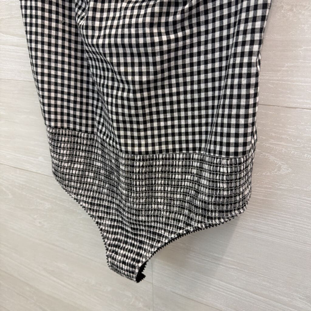 Intimately Free People Black/ White Gingham Eyelet Trim Bodysuit Medium