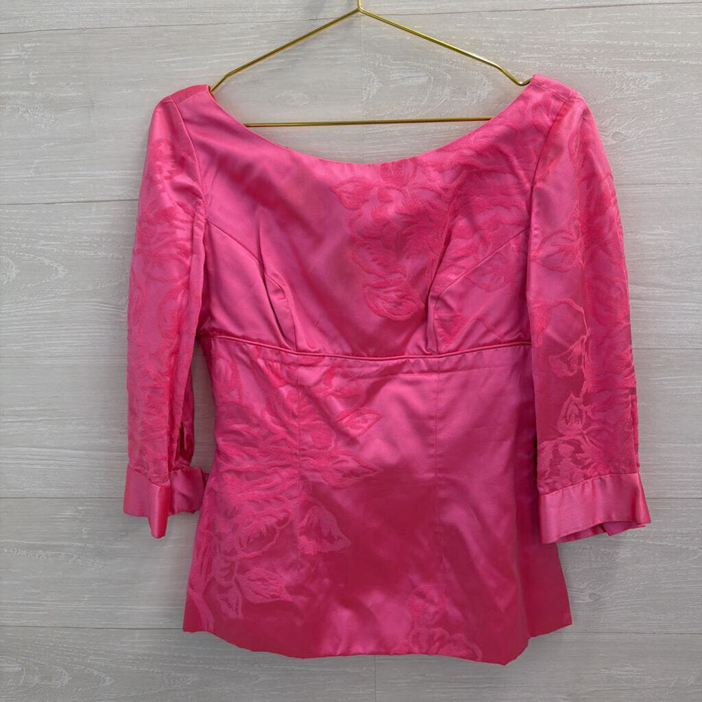 Vintage Selma Pink Velvet Print Top/ Skirt Set Small