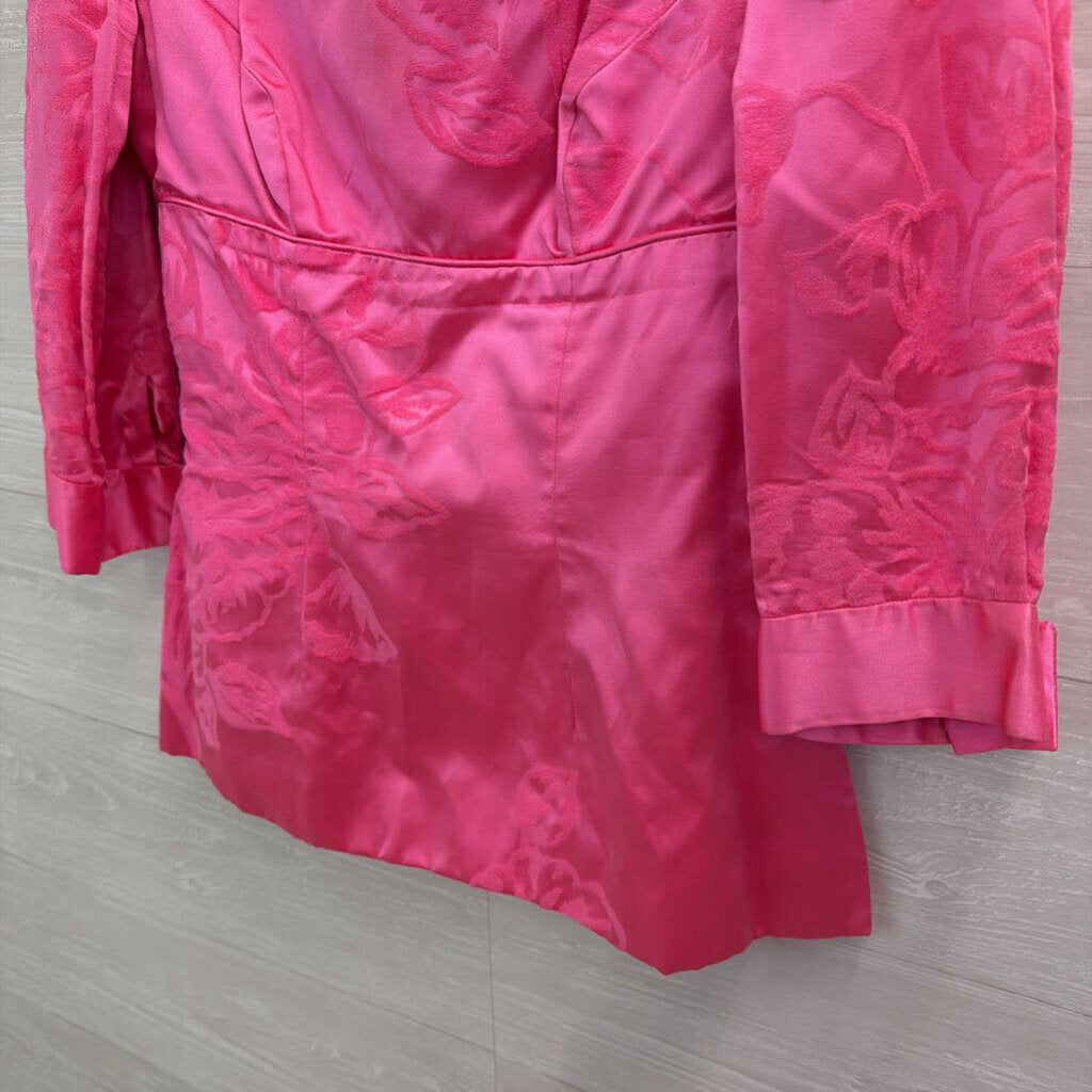 Vintage Selma Pink Velvet Print Top/ Skirt Set Small