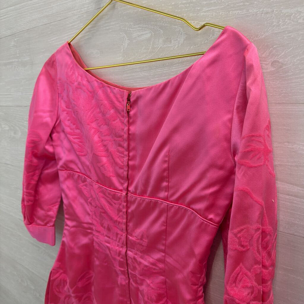 Vintage Selma Pink Velvet Print Top/ Skirt Set Small