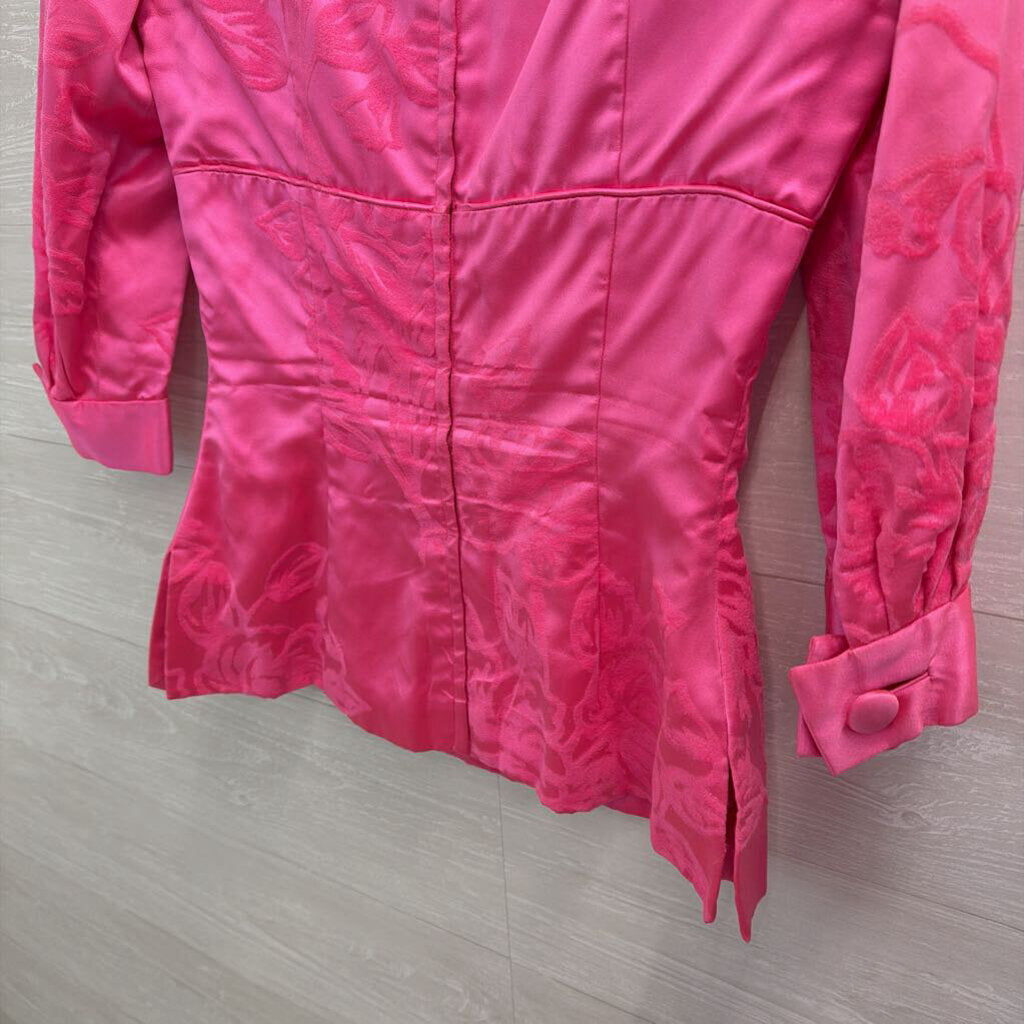 Vintage Selma Pink Velvet Print Top/ Skirt Set Small