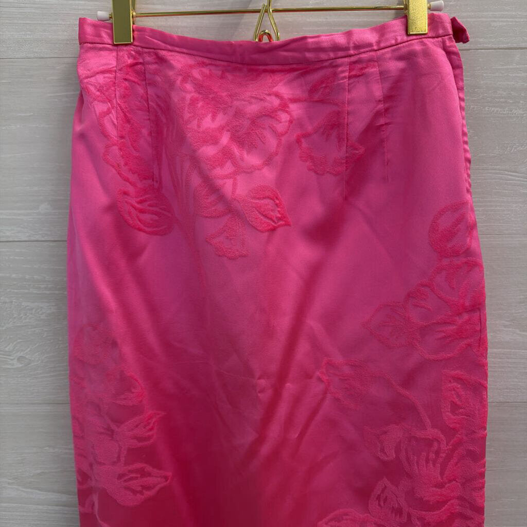 Vintage Selma Pink Velvet Print Top/ Skirt Set Small