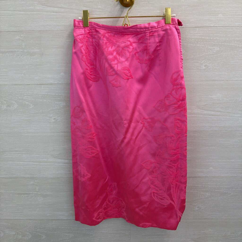 Vintage Selma Pink Velvet Print Top/ Skirt Set Small
