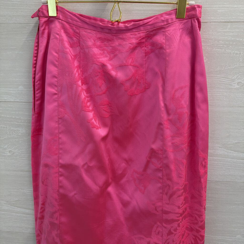 Vintage Selma Pink Velvet Print Top/ Skirt Set Small