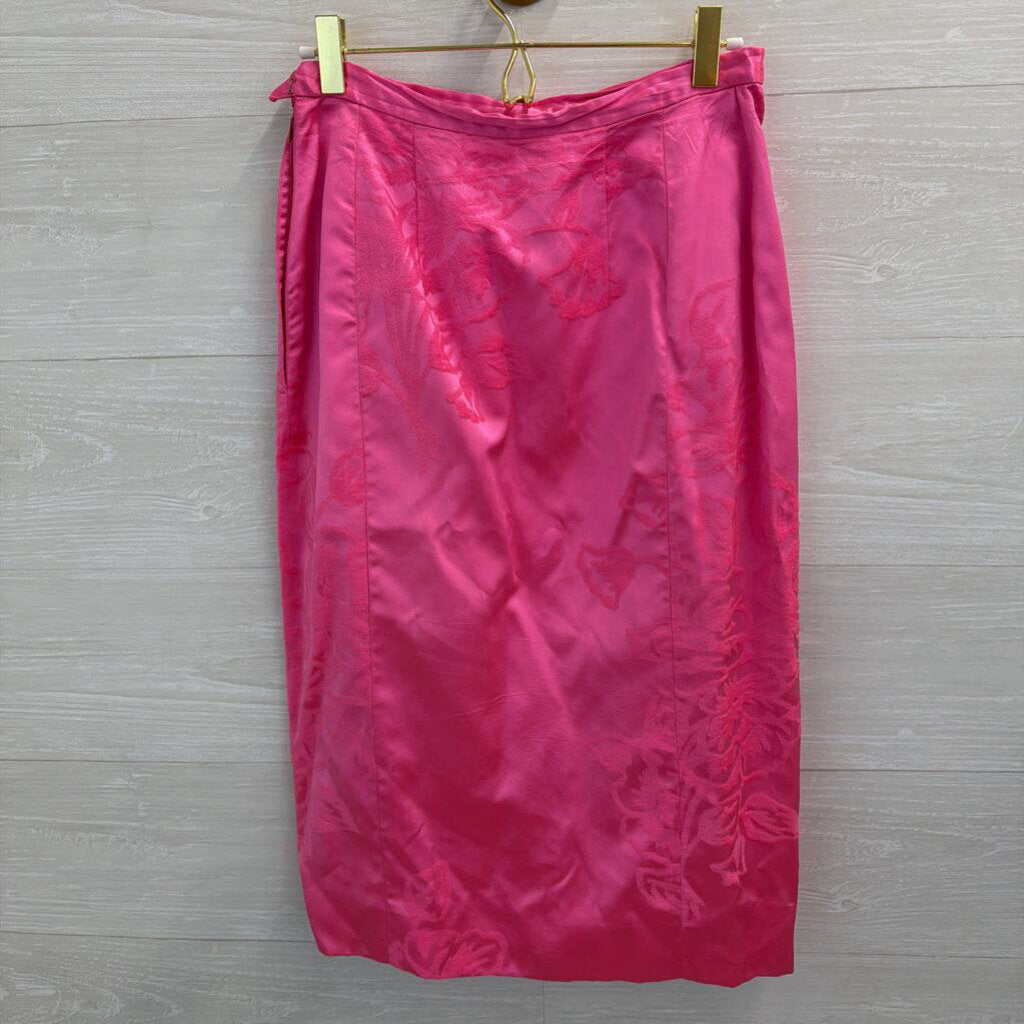 Vintage Selma Pink Velvet Print Top/ Skirt Set Small