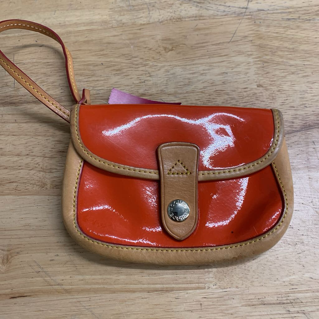Dooney and Bourke Orange/ Brown Patent Leather Wristlet
