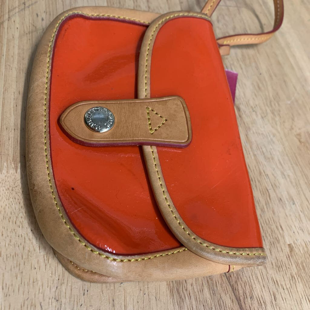 Dooney and Bourke Orange/ Brown Patent Leather Wristlet