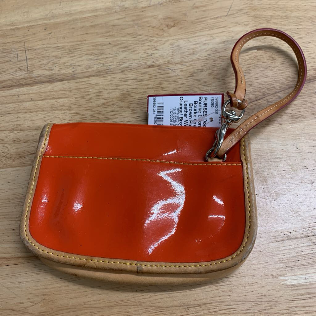 Dooney and Bourke Orange/ Brown Patent Leather Wristlet