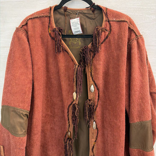 Burnt Orange Textured Beaded Fringe Jacket Large
