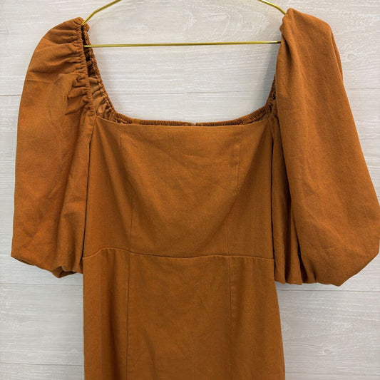 Mi Ami Rust Puff Sleeve Dress Large