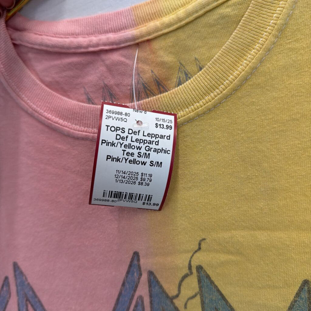 Def Leppard Pink/Yellow Graphic Tee S/M