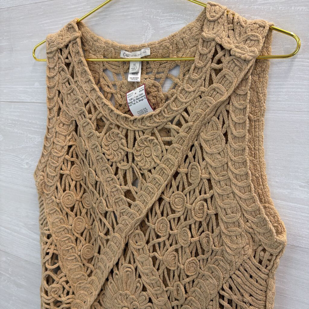 Cato Beige 3D Sleeveless Knit Top XL