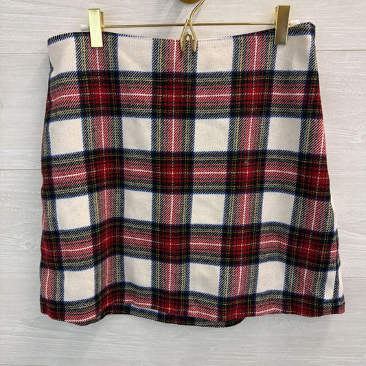 Abercrombie and Fitch White/ Red Plaid Mini Skirt Medium