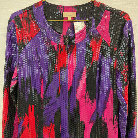 Vintage Choices Purpple/ Black/ Pink Sequin Print Zip Up Jacket Large