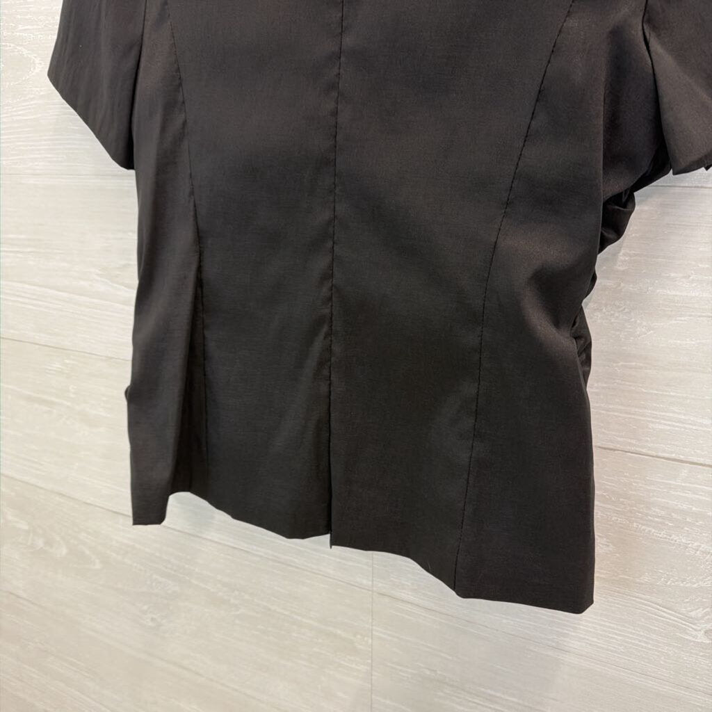 Vintage Victor Costa Black Textured Bow Front Short Sleeve Top 8