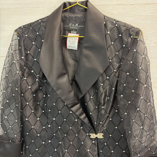 Vintage R&M Richards Black/ Silver Dot Print Blazer Jacket 8