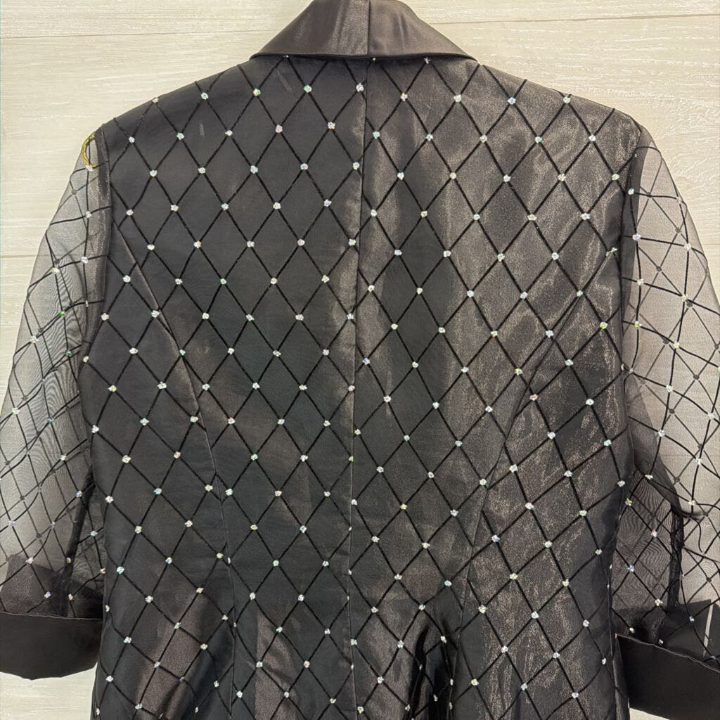 Vintage R&M Richards Black/ Silver Dot Print Blazer Jacket 8