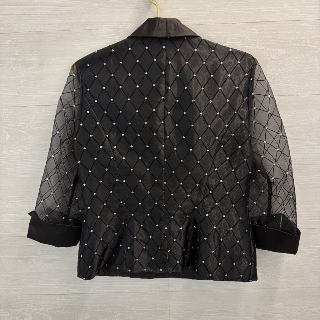 Vintage R&M Richards Black/ Silver Dot Print Blazer Jacket 8