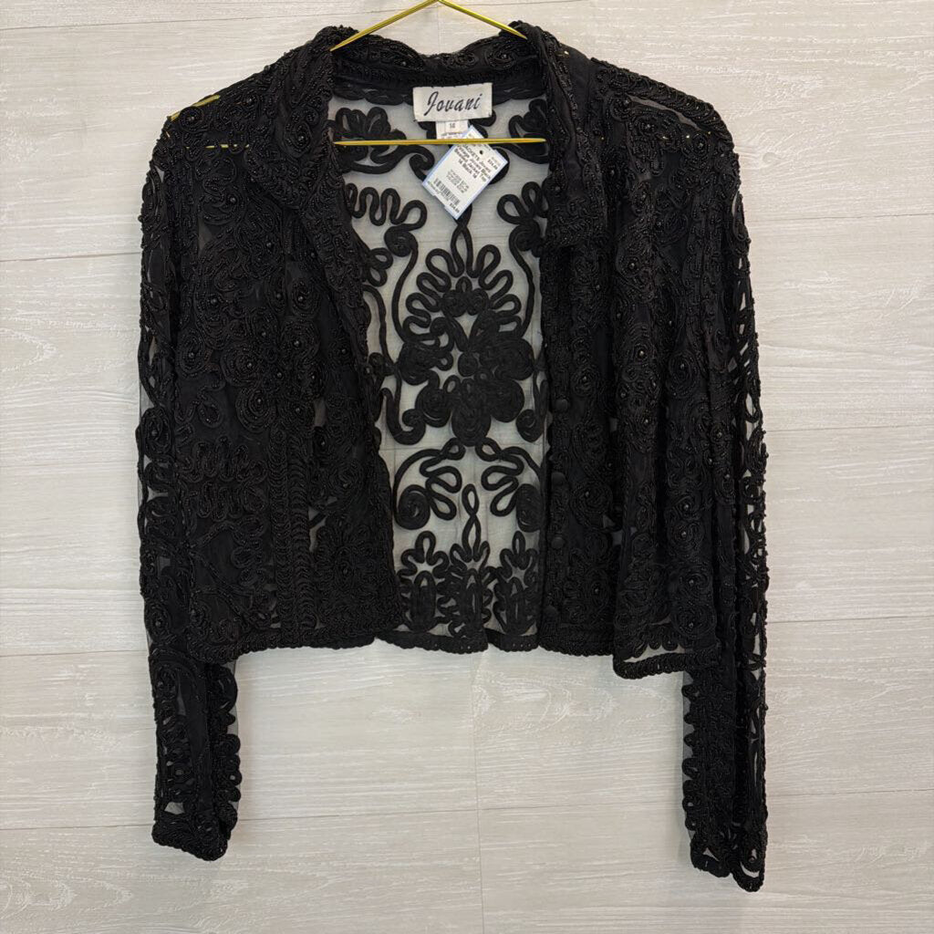 Vintage Jovani Black Beaded Jacket Top 14