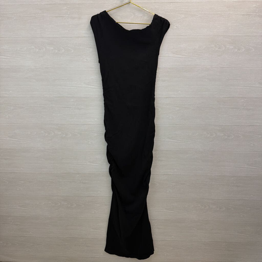 Fashion Nova Black Ribbed Fitted Maxi Dress 1X