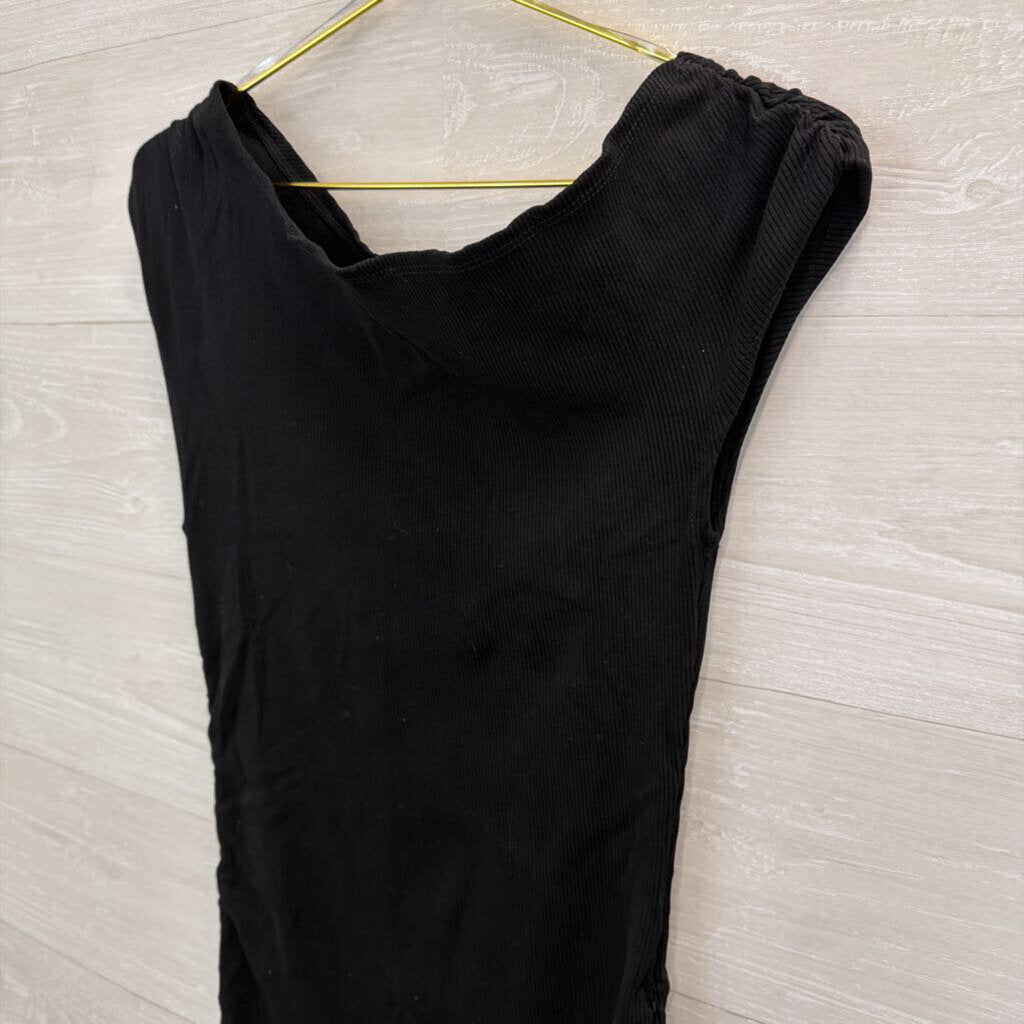 Fashion Nova Black Ribbed Fitted Maxi Dress 1X