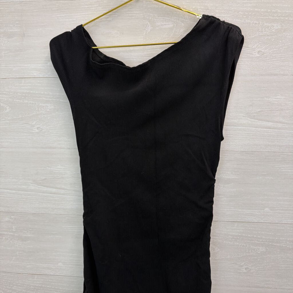 Fashion Nova Black Ribbed Fitted Maxi Dress 1X