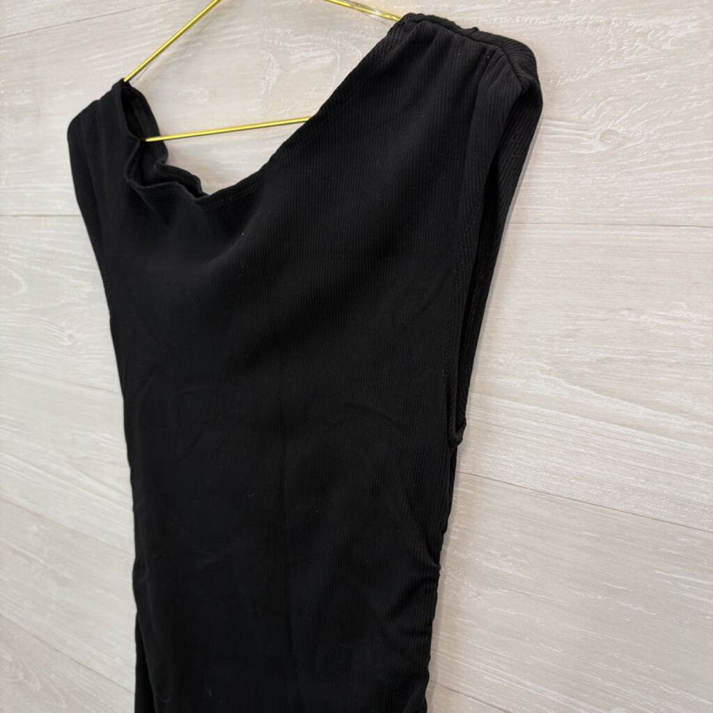 Fashion Nova Black Ribbed Fitted Maxi Dress 1X