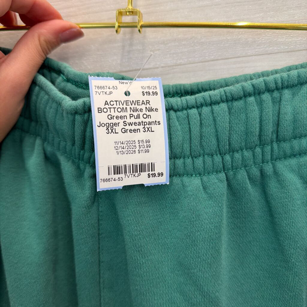 Nike Green Pull On Jogger Sweatpants 3XL