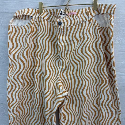 Future Collective White/ Brown Print Wide Leg Pants 18