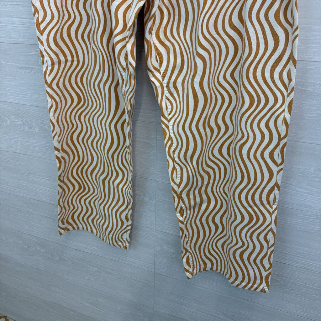 Future Collective White/ Brown Print Wide Leg Pants 18