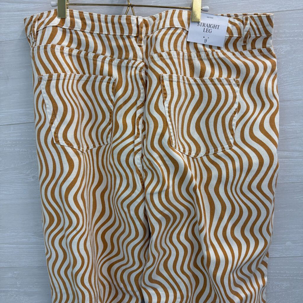 Future Collective White/ Brown Print Wide Leg Pants 18