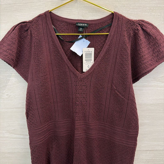 Torrid Purple Knit Short Sleeve Top 00