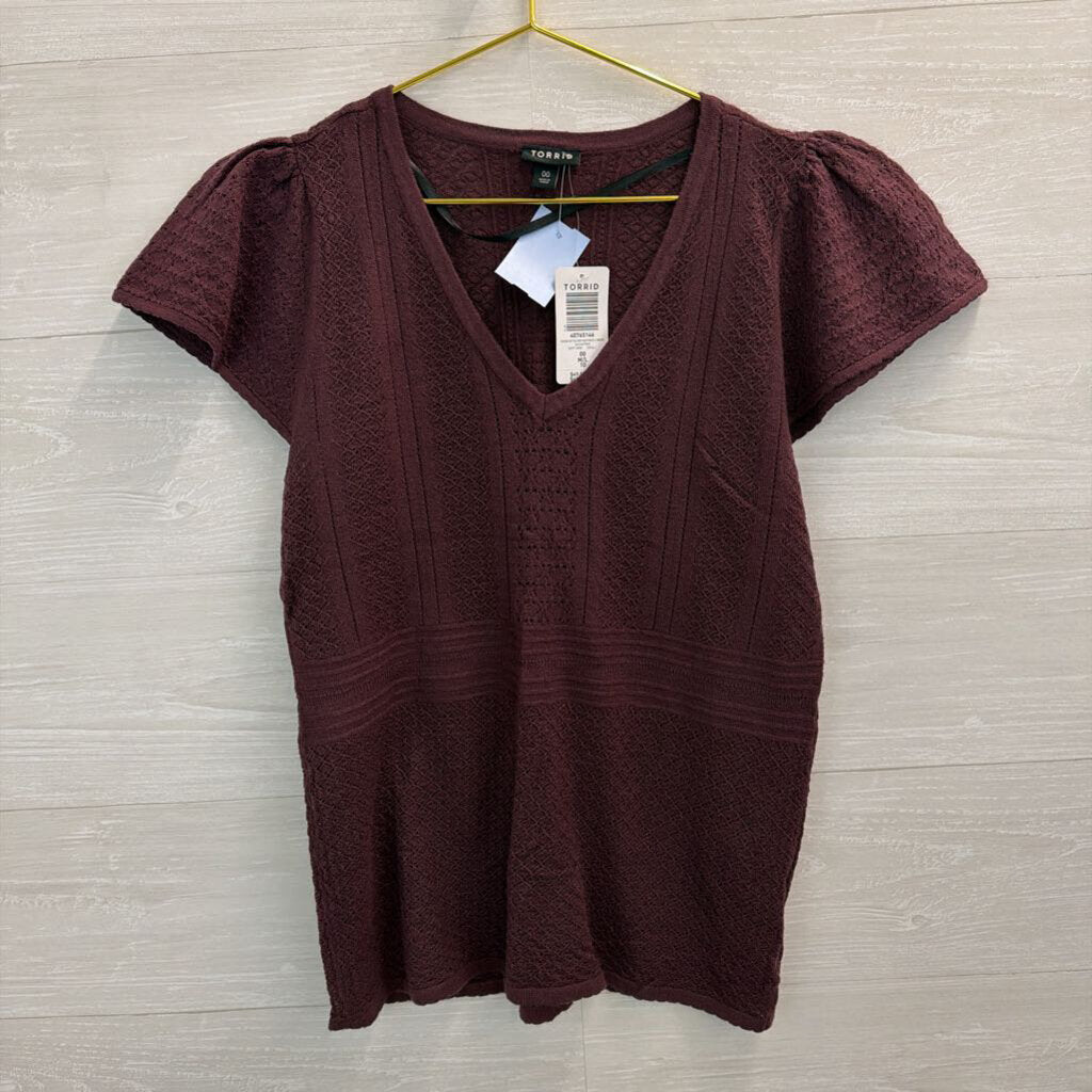Torrid Purple Knit Short Sleeve Top 00