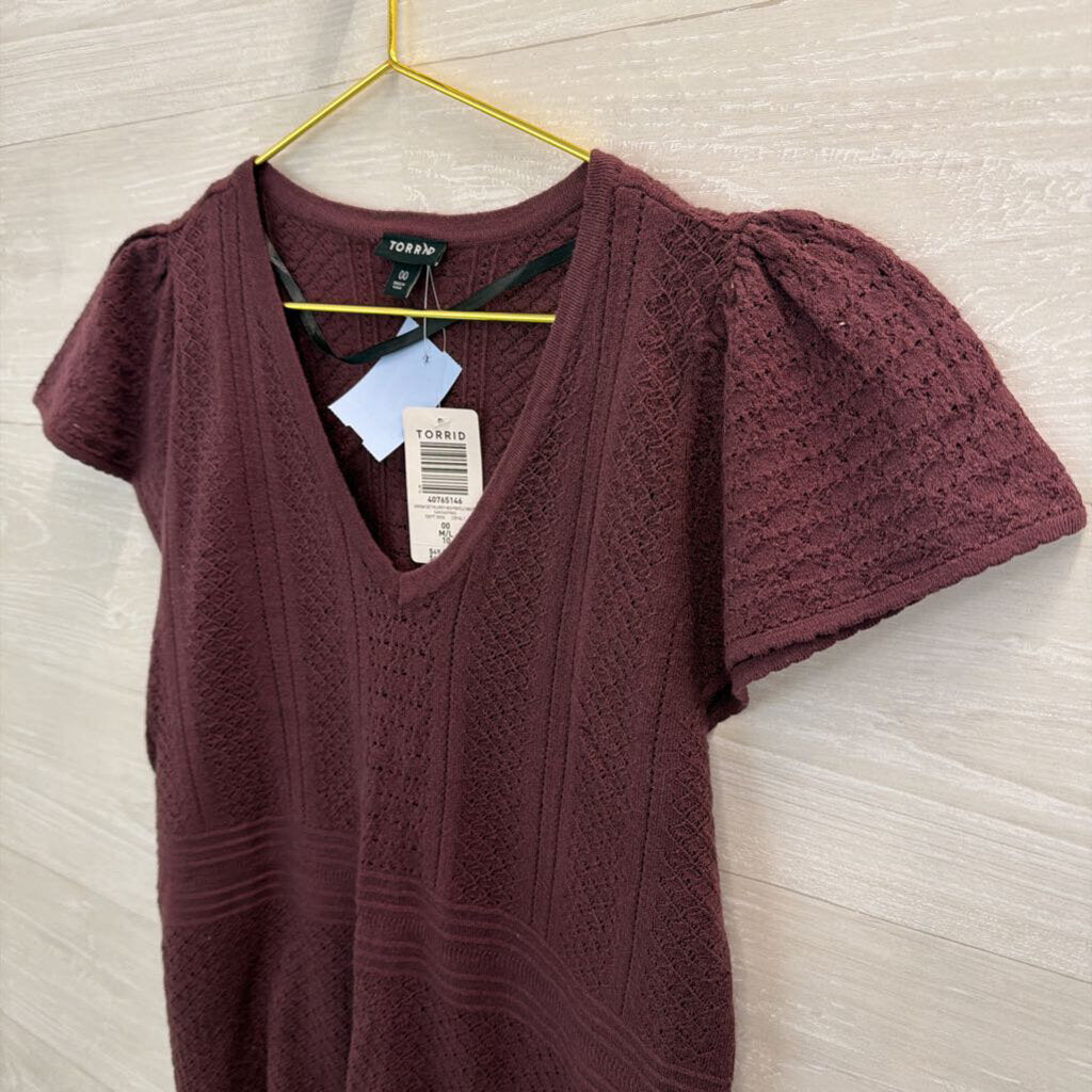 Torrid Purple Knit Short Sleeve Top 00