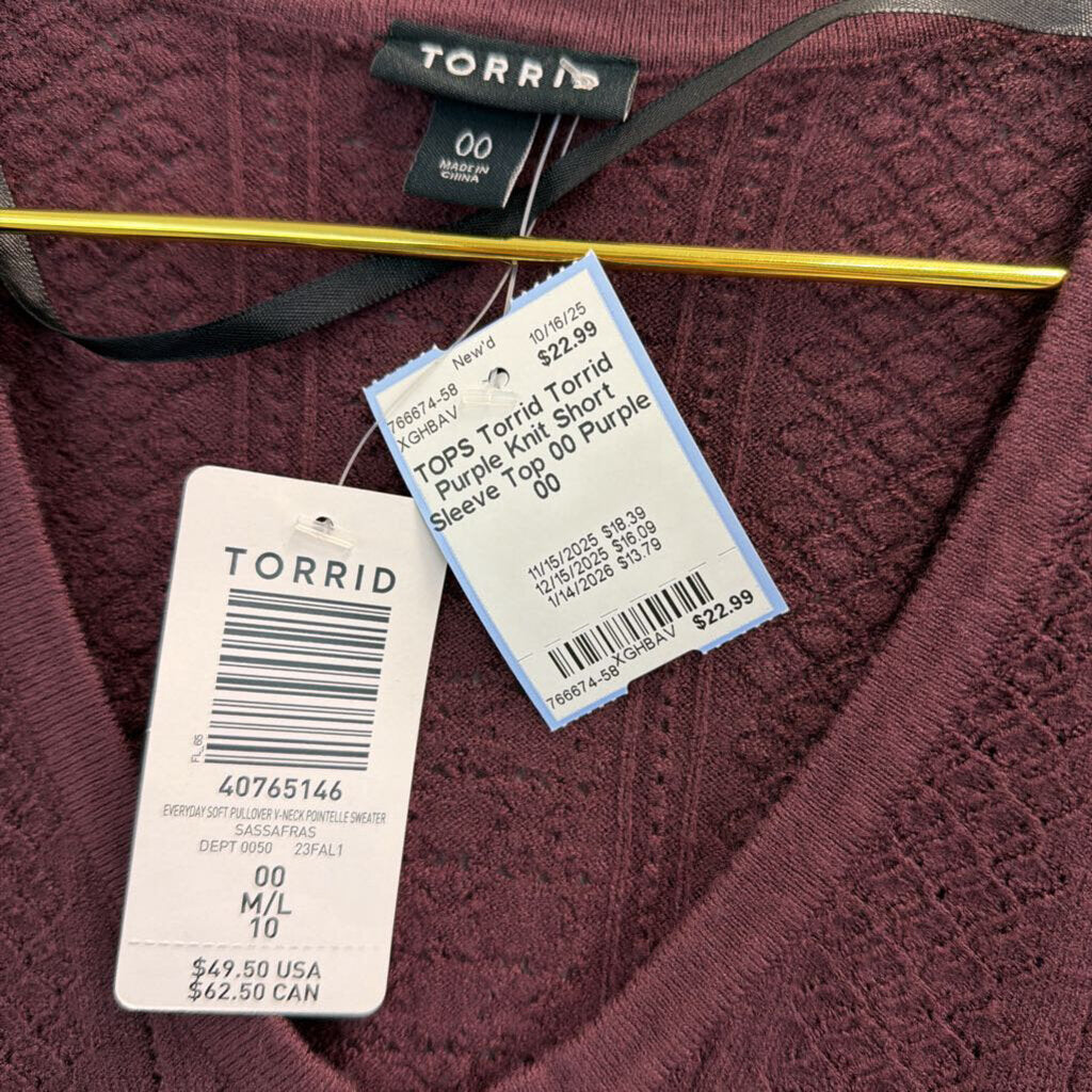 Torrid Purple Knit Short Sleeve Top 00